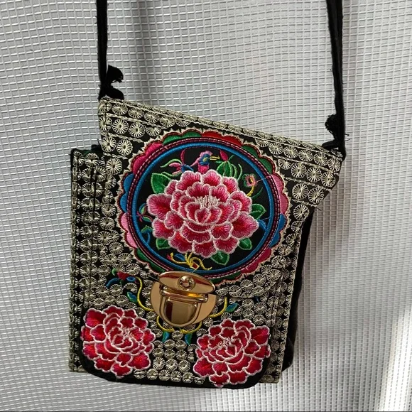Floral Embroidered BOHO Crossbody - Picture 2 of 7